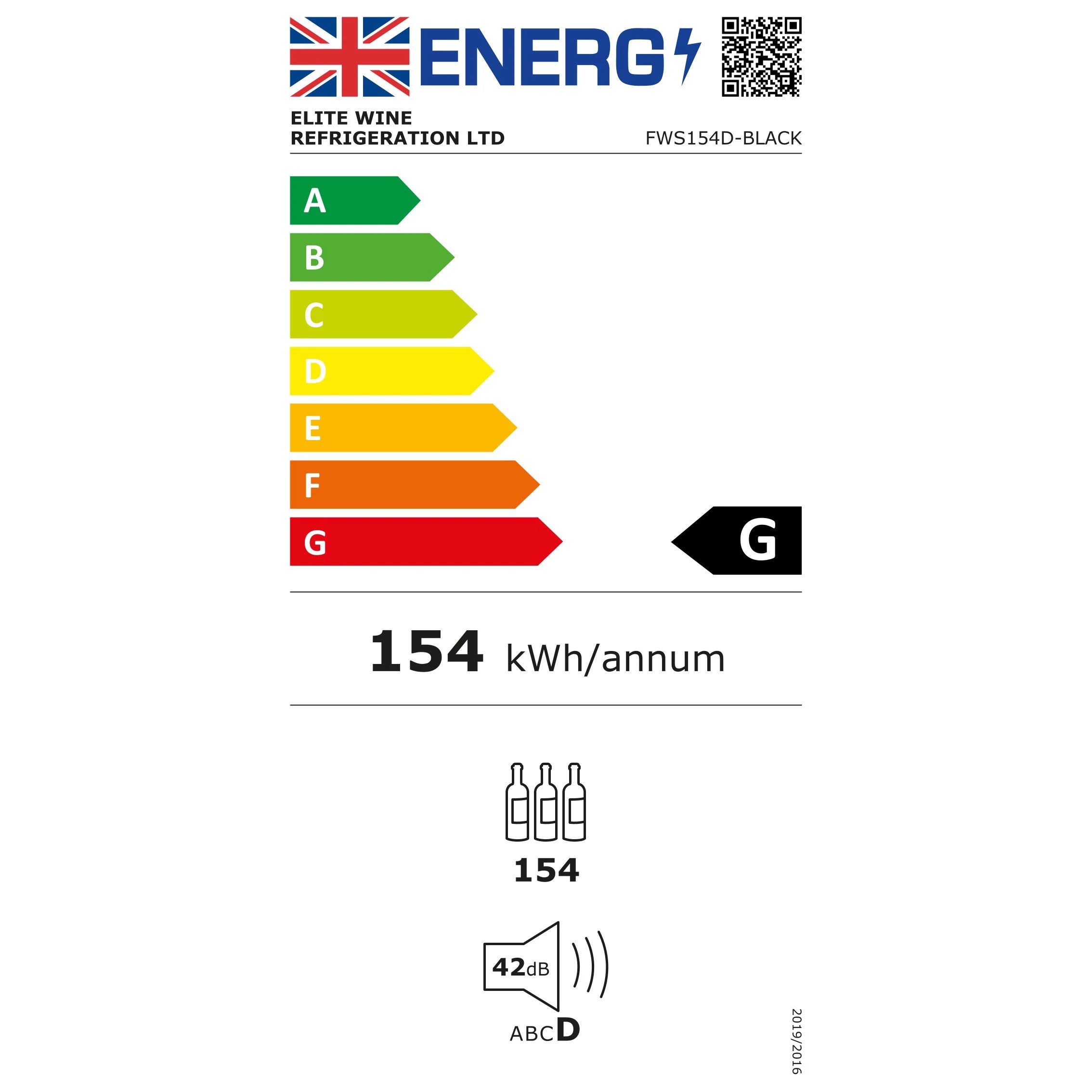 Vinoteca 154 botellas CELLA FWS154D Black doble zona
