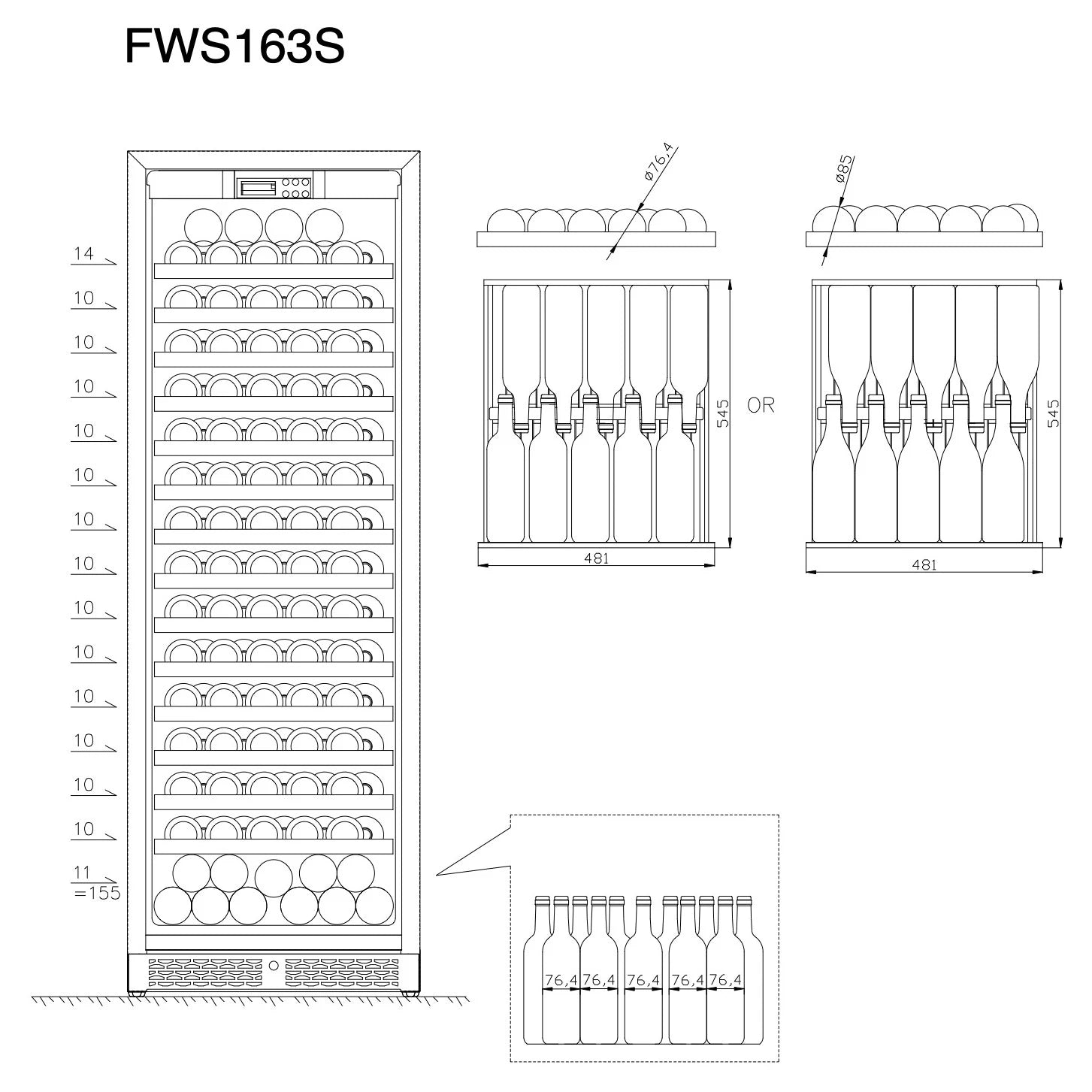 Wine Cooler 155 bottles ClimaVin Noir180