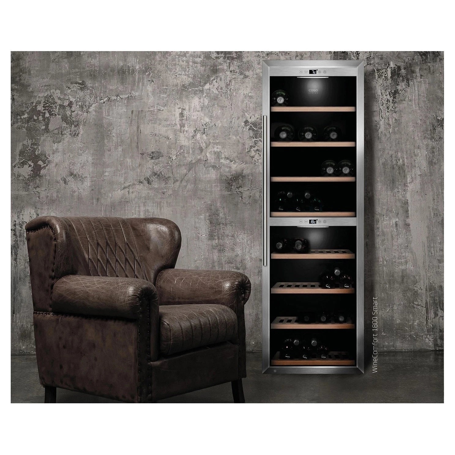 Caso Design WineComfort 180 Smart, vinoteca de 180 botellas con doble zona, imagen del modelo.
