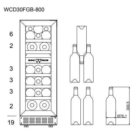 Wine Cooler 19 bottles mQuvée WineCave 800 30D Fullglass Dual-zone