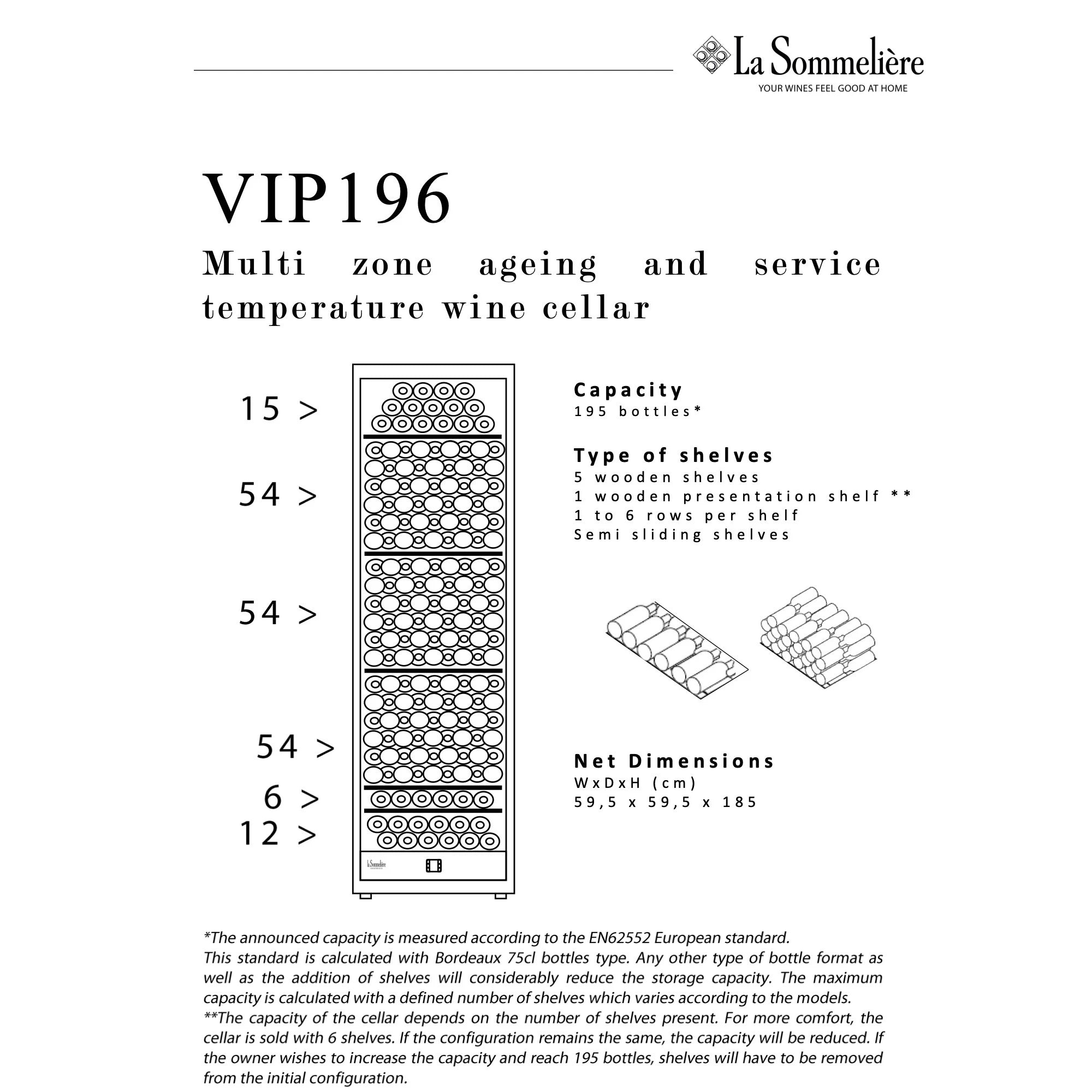 Vinoteca multitemperatura 197 botellas La Sommelière VIP196