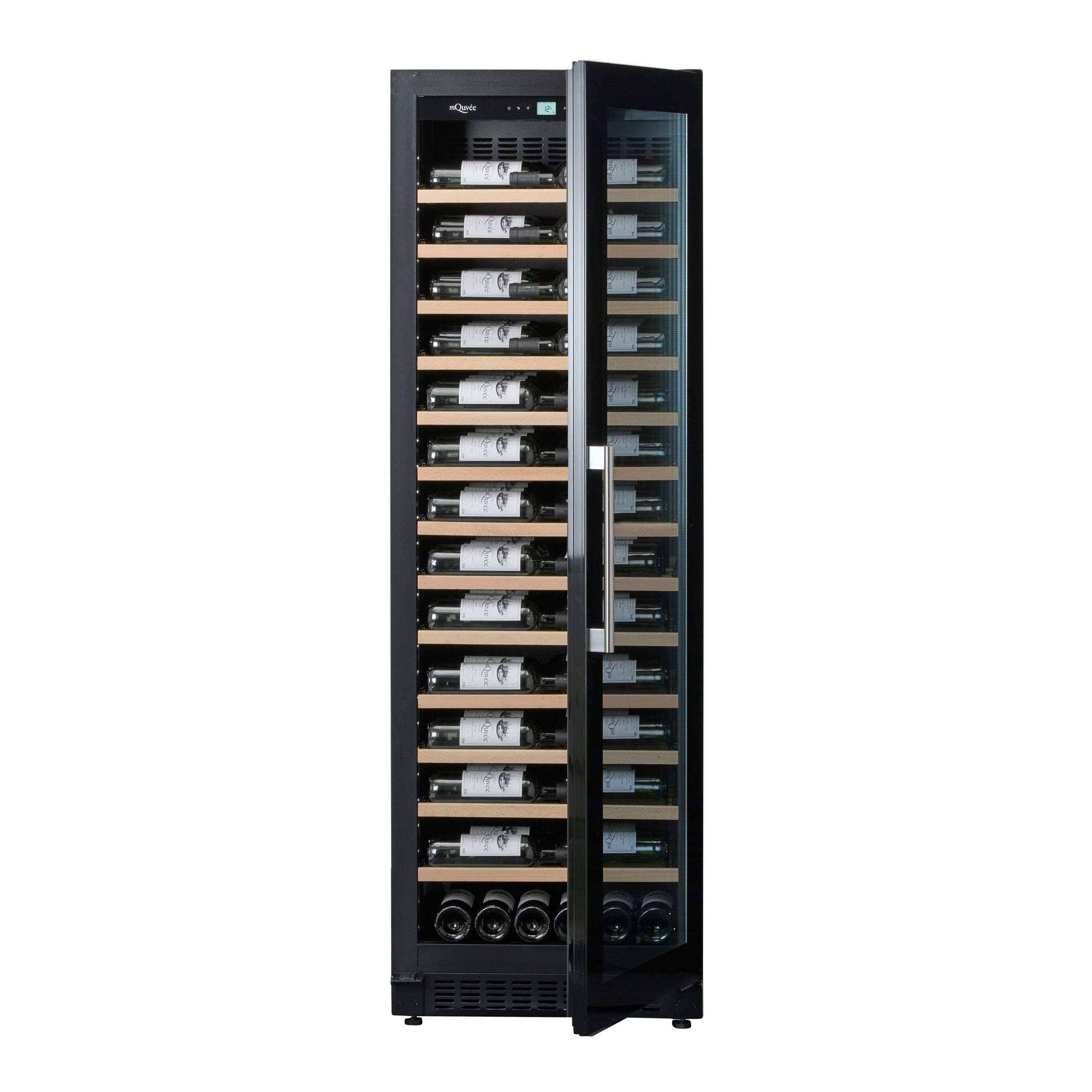 Vinoteca 200 botellas mQuvée VELVET 125 frontal semiabierta