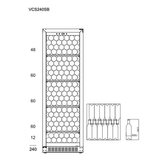 Wine Cooler 239 bottles mQuvée Velvet 170 Solid
