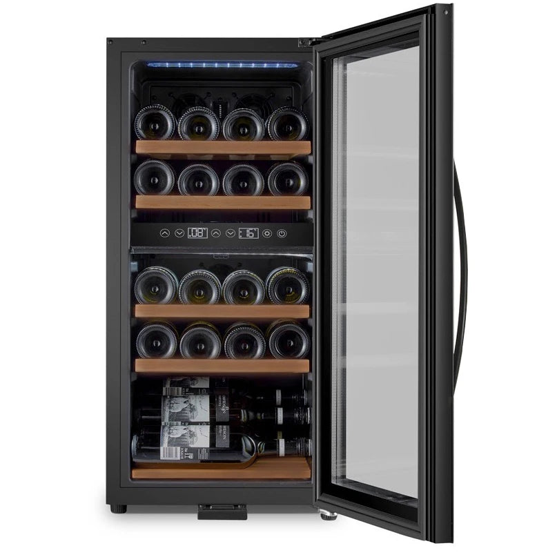Wine Cooler 24 bottles mQuvée WineExpert 24 Fullglass Black Dual-zone