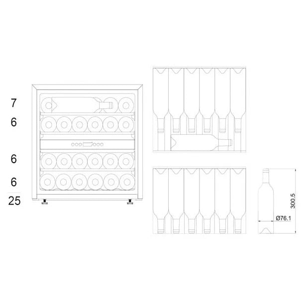 Wine Cooler 25 bottles mQuvée WineKeeper 25D Anthracite Black Dual-zone