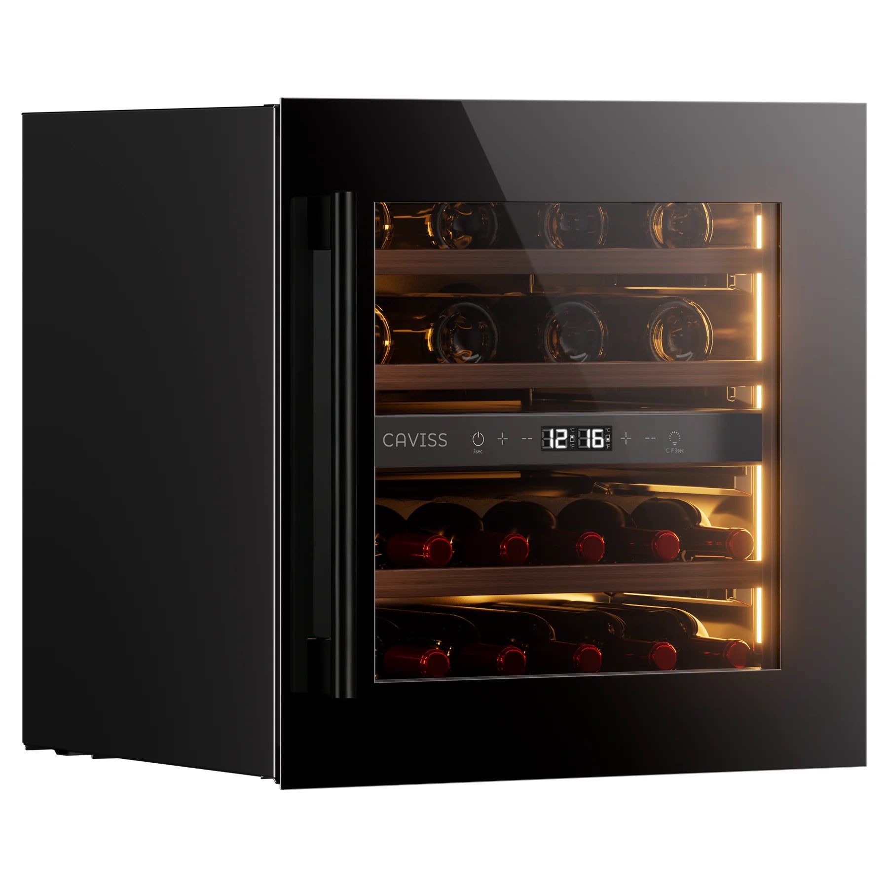 Vinoteca Caviss CT2E28H60N60 cerrada, vista de tres cuartos