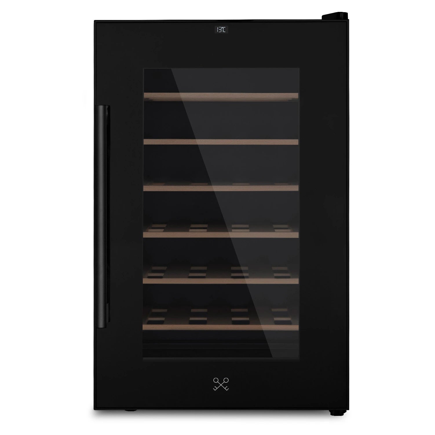 Vinoteca 28 botellas Les Petits Champs CAVCB28 Black vista frontal con puerta cerrada y vacía