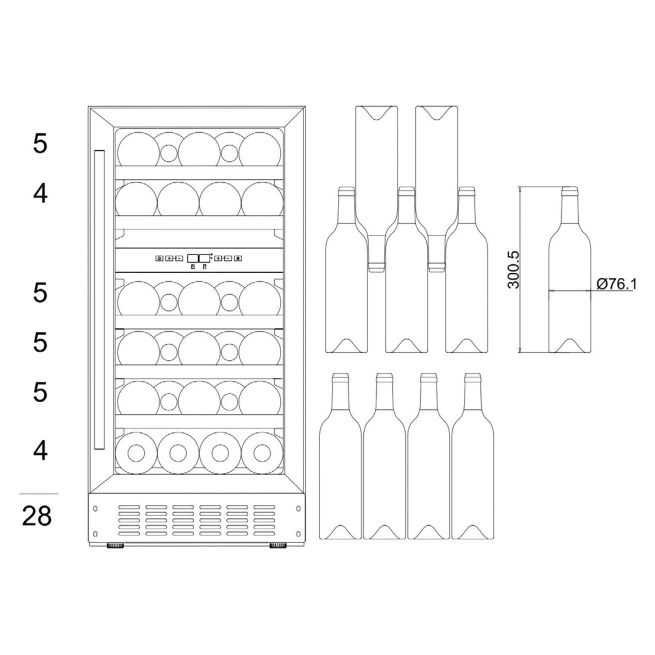 Wine Cooler 28 bottles mQuvée WINECAVE 700 40D Stainless Dual-zone