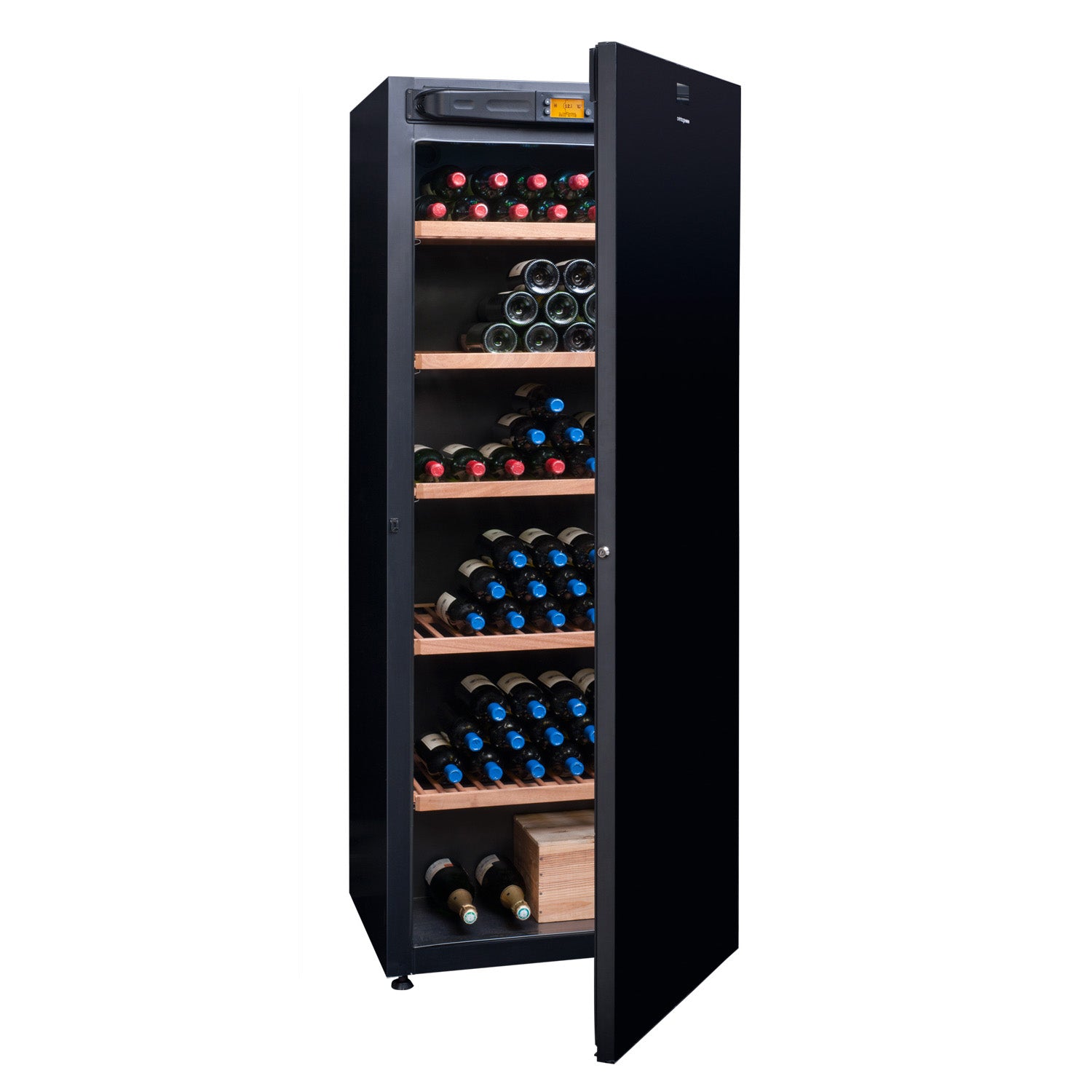 Imagen de la Vinoteca 294 botellas Avintage DVA305 PA+ con la puerta entreabierta.
