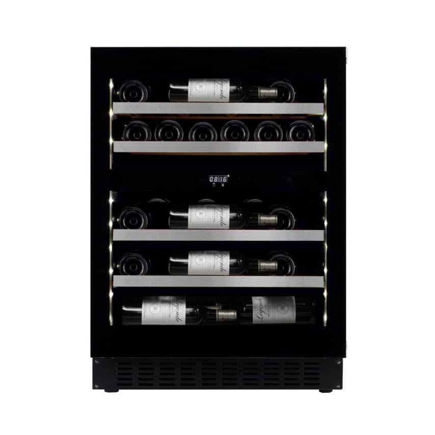 Wine Cooler 31 bottles WineCave Exclusive 700 60D Fullglass Black Push/Pull Dual-zone