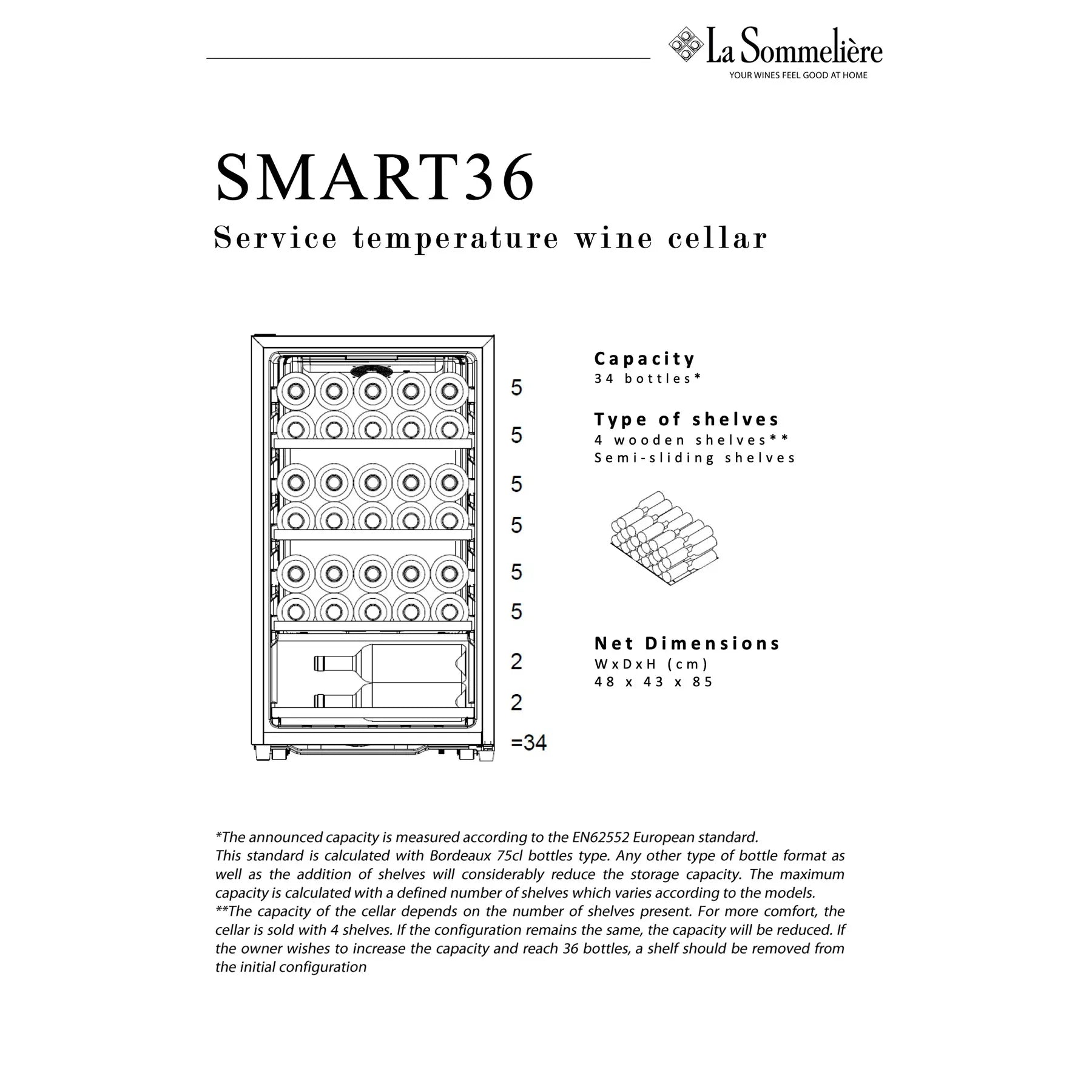 Wine Cooler 34 bottles La Sommelière SMART36