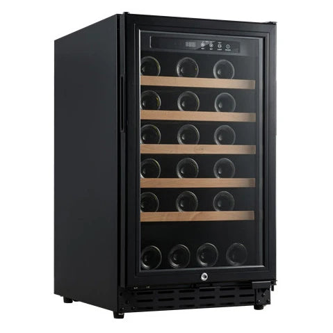 Detalle de la vinoteca Vinobox V40 GC 1T Encastrable Black con puerta de cristal anti UV.