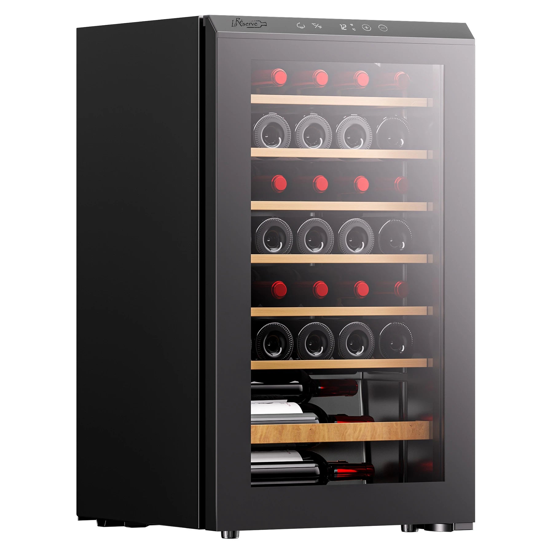 Vinoteca La Réserve RCW133FN1 de 35 botellas con puerta de cristal negro, imagen de producto