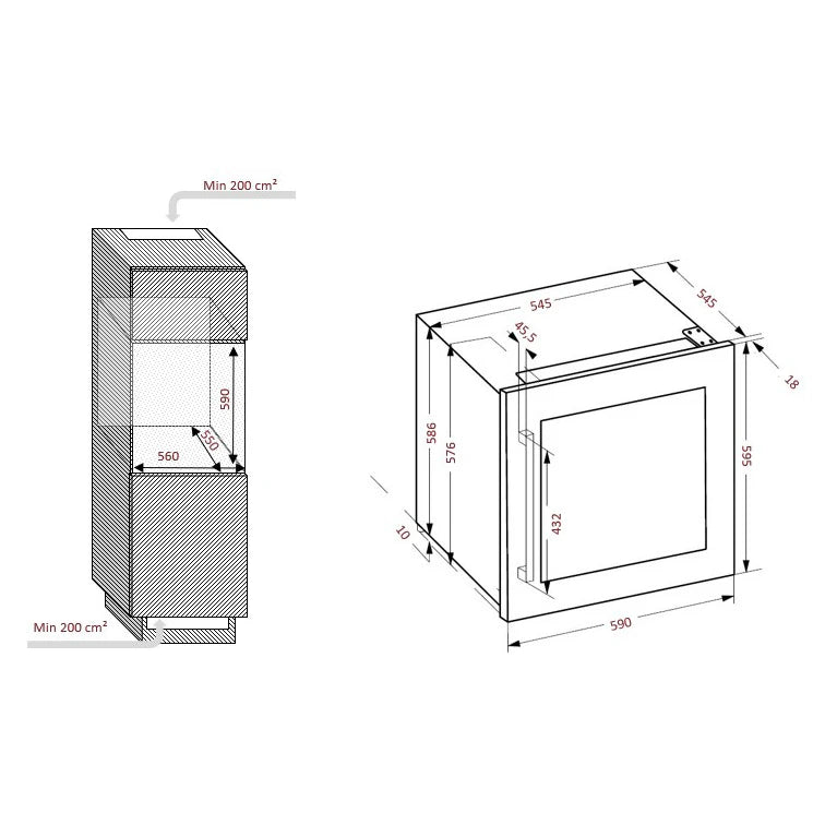 Vinoteca integrable 36 botellas Climadiff CBI36D2B doble zona