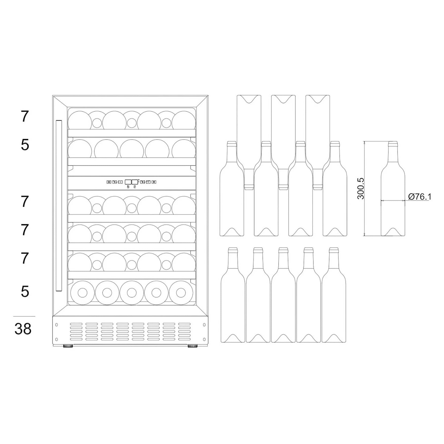 Wine Cooler 38 bottles mQuvée WineCave 700 50D Anthracite Black Dual-zone