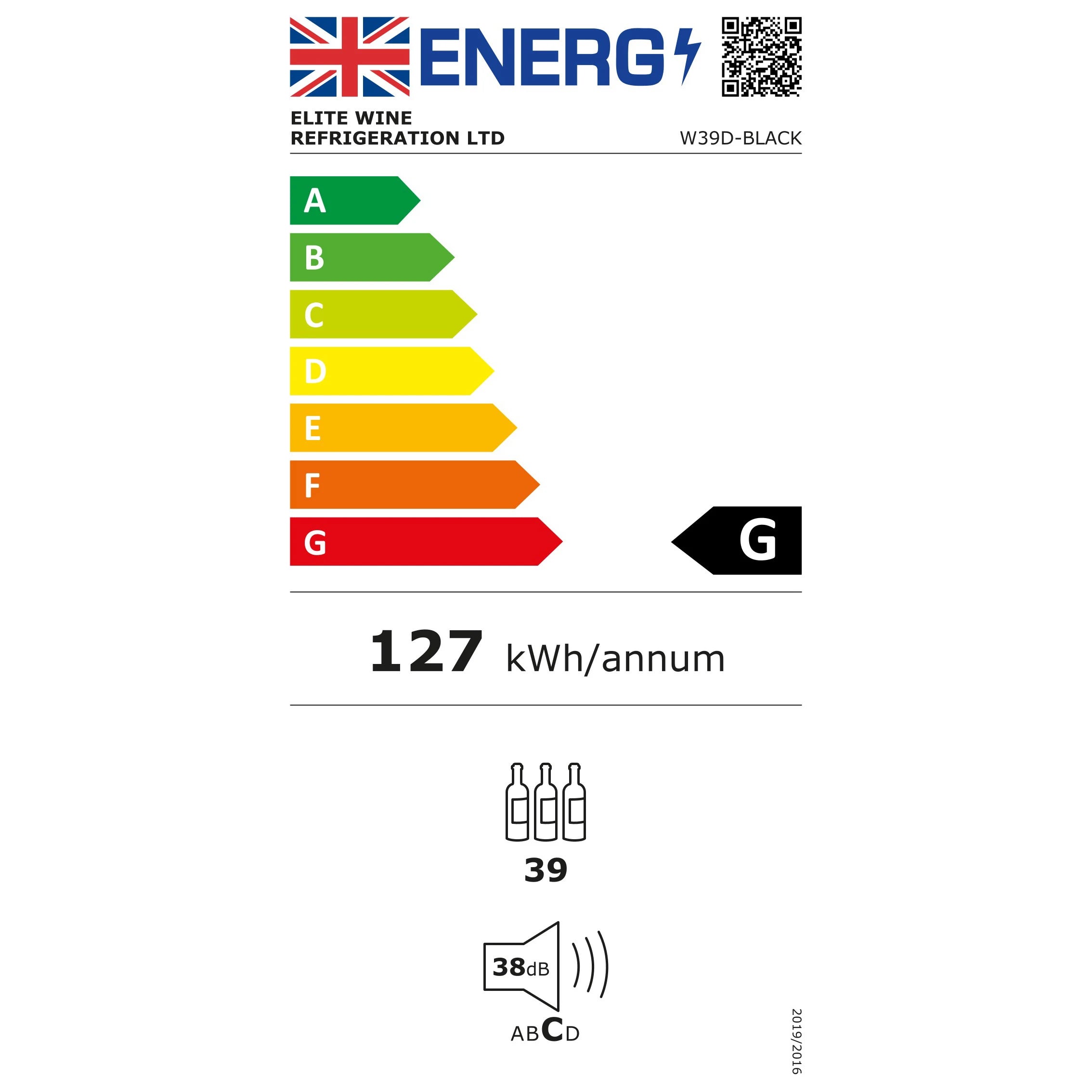 Vinoteca 39 botellas CELLA W39D Black doble zona