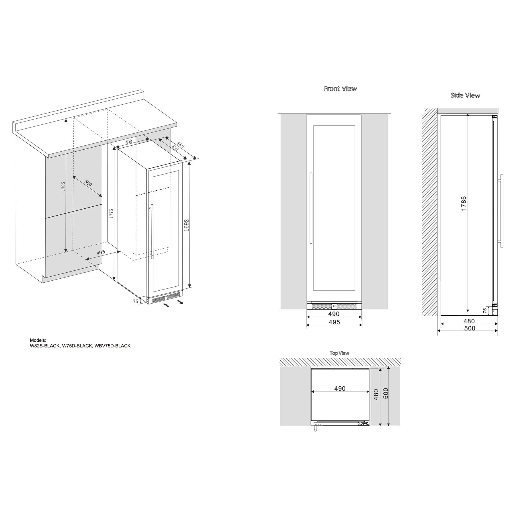 Wine Cooler 41 bottles + Beverage Fridge ClimaVin Noir142