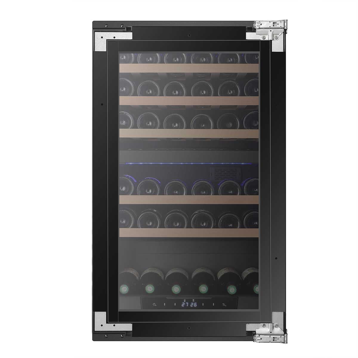 Vinoteca encastrable 42 botellas Cavanova CV042KT-2T doble zona vista frontal con puerta panelable