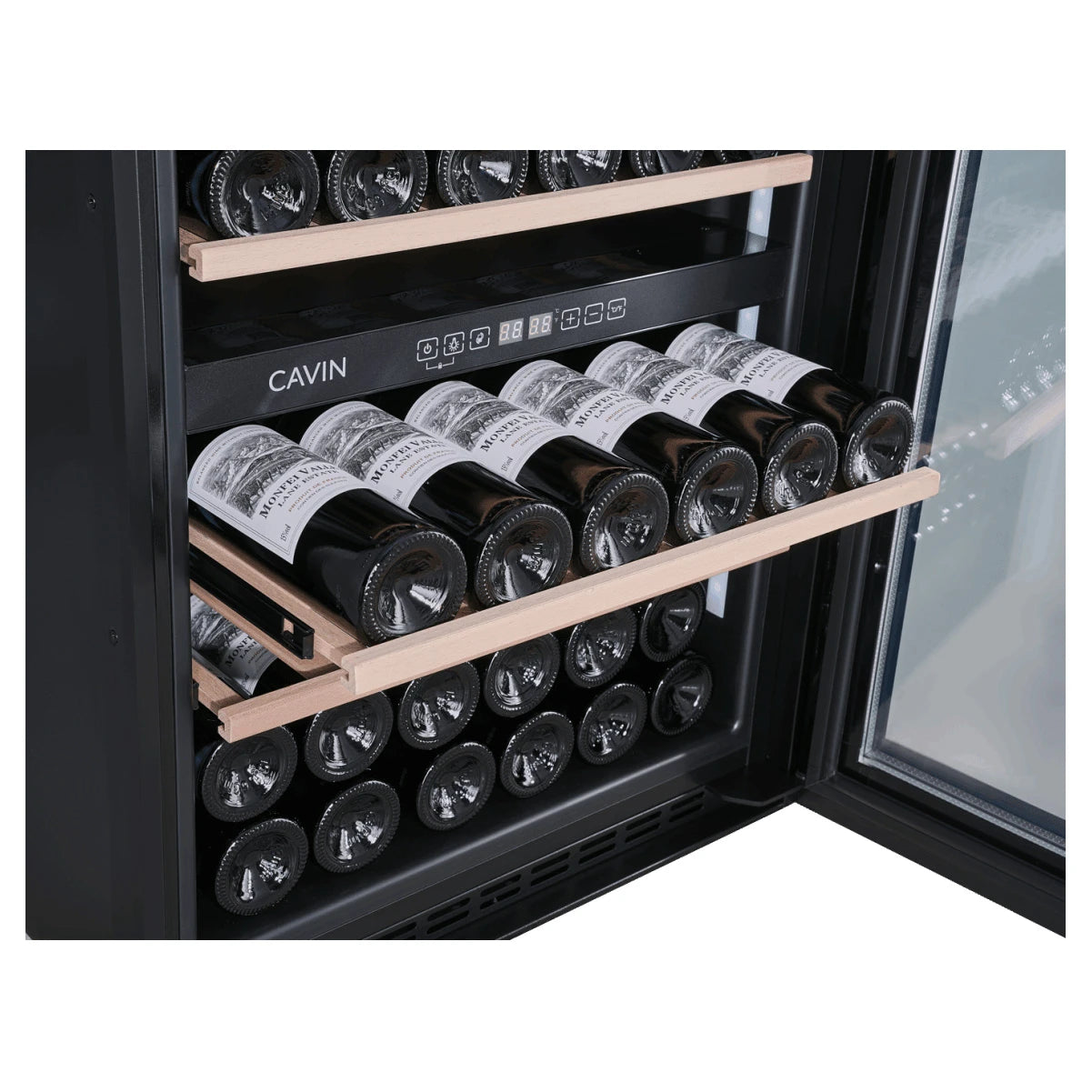 Vinoteca Cavin Scandinavian Collection 90 Fullglass Black, diseño fullglass negro encastrable.