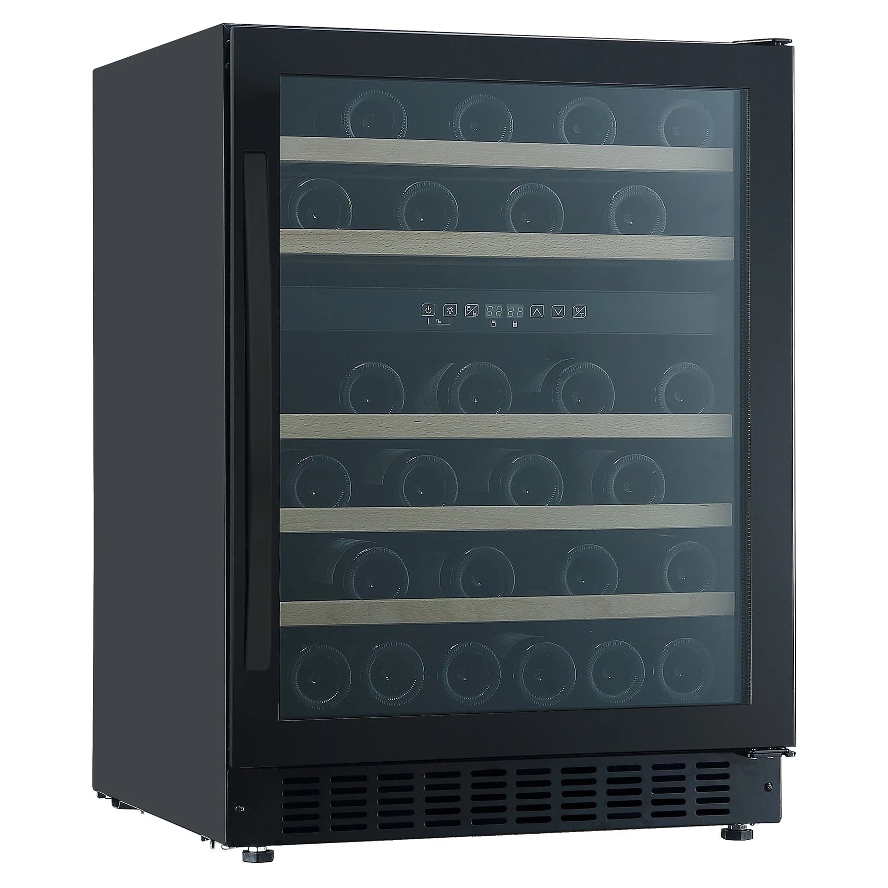Caviss CLEN246TBE4, vinoteca encastrable de 45 botellas con puerta de cristal negro anti-UV.