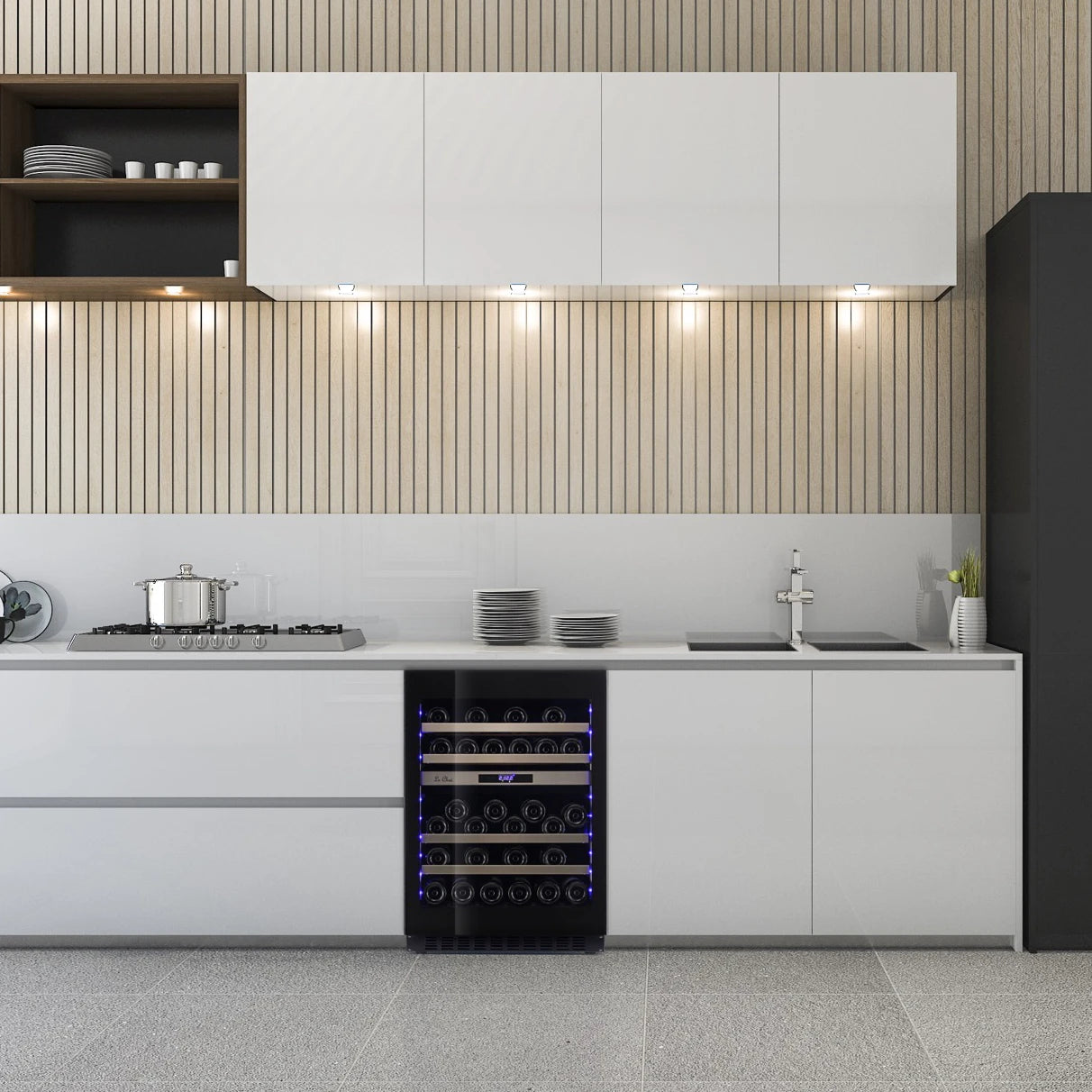 Built-in Wine Cooler 45 bottles Le Chai LBN458PO Black Dual-zone