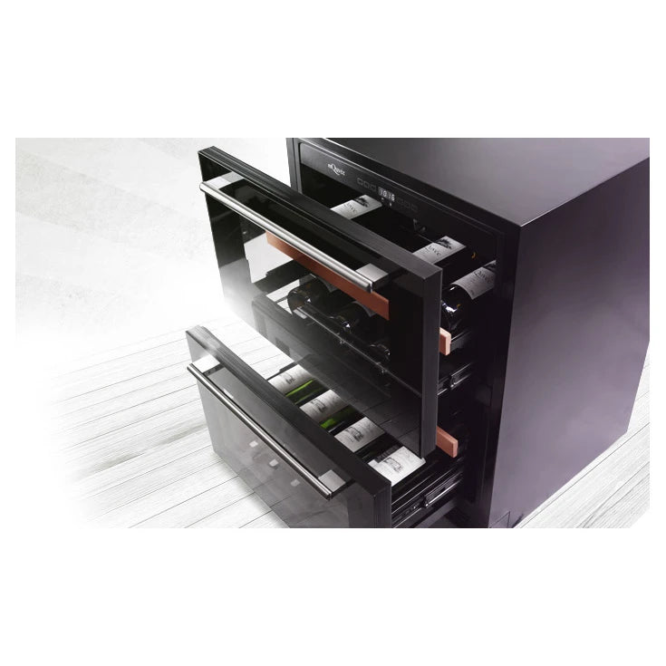 Wine Cooler 45 bottles mQuvée WineCave 60DD Fullglasss Black Dual-zone