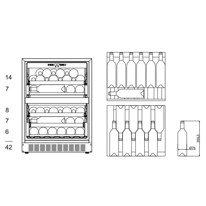 Wine Cooler 45 bottles mQuvée WineCave 60DD Fullglasss Black Dual-zone