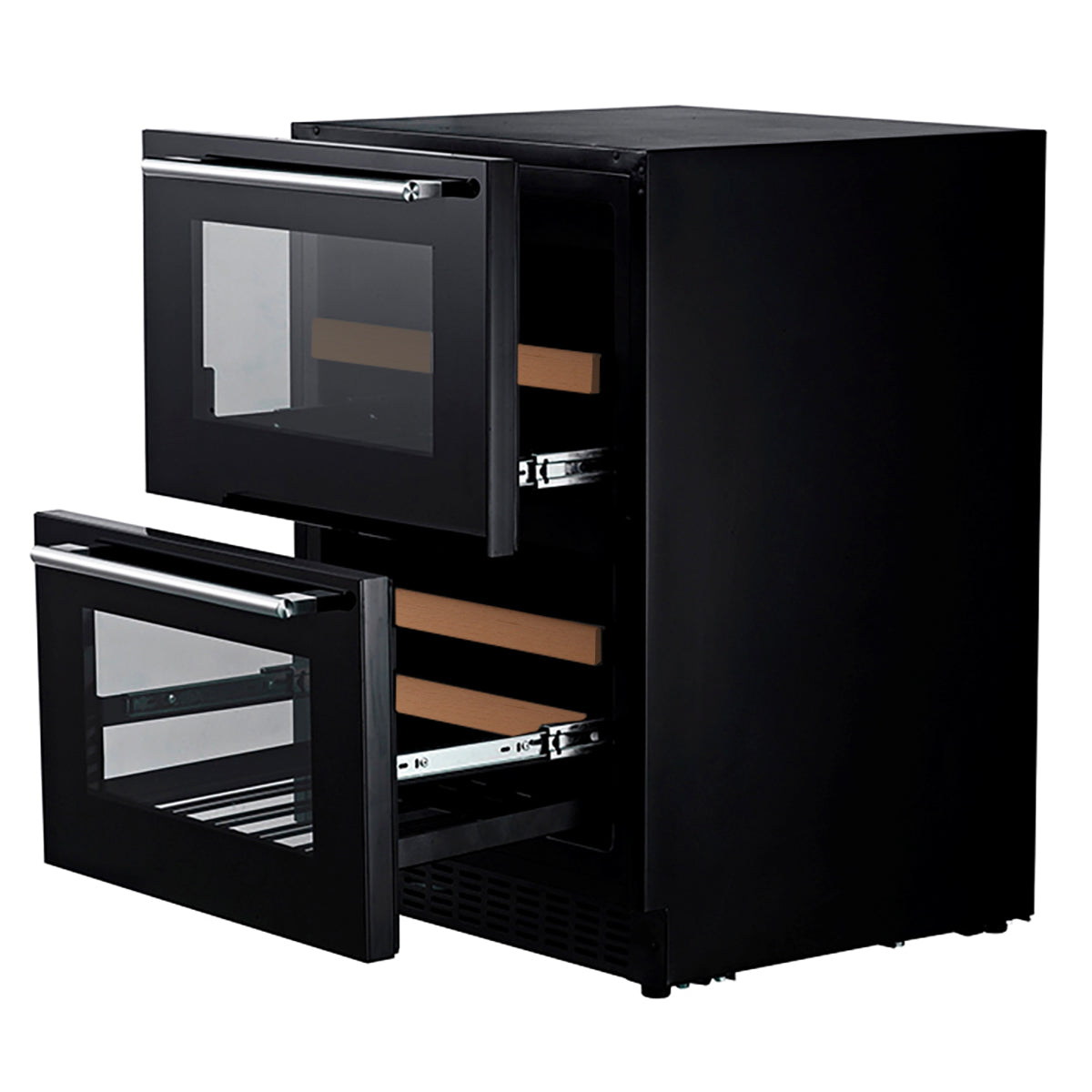 Wine Cooler 45 bottles mQuvée WineCave 60DD Fullglasss Black Dual-zone