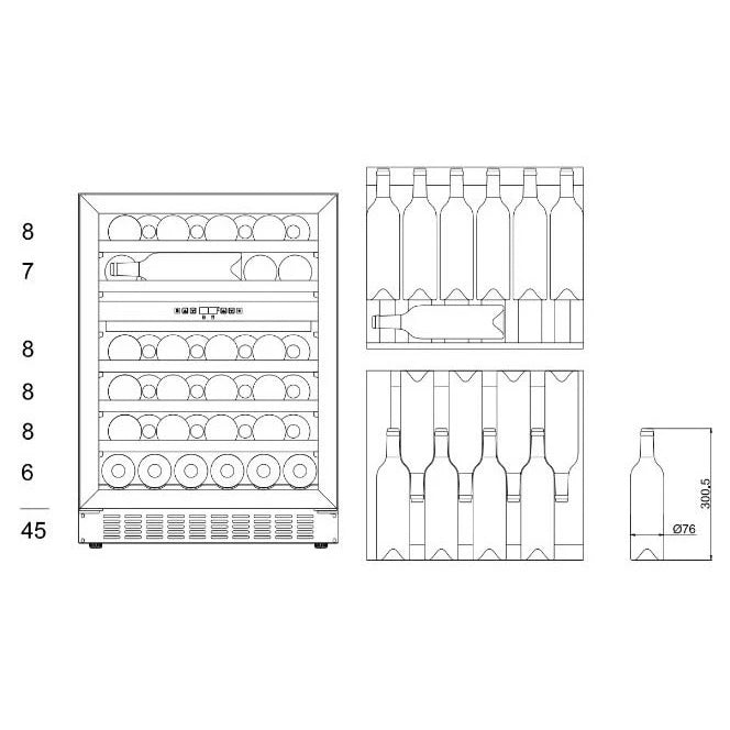 Wine Cooler 45 bottles mQuvée WineCave 780 60D Stainless Steel Dual-zone