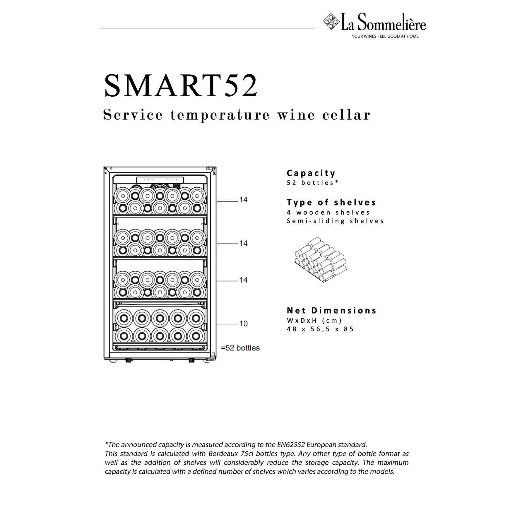 Wine Cooler 52 bottles La Sommelière SMART52