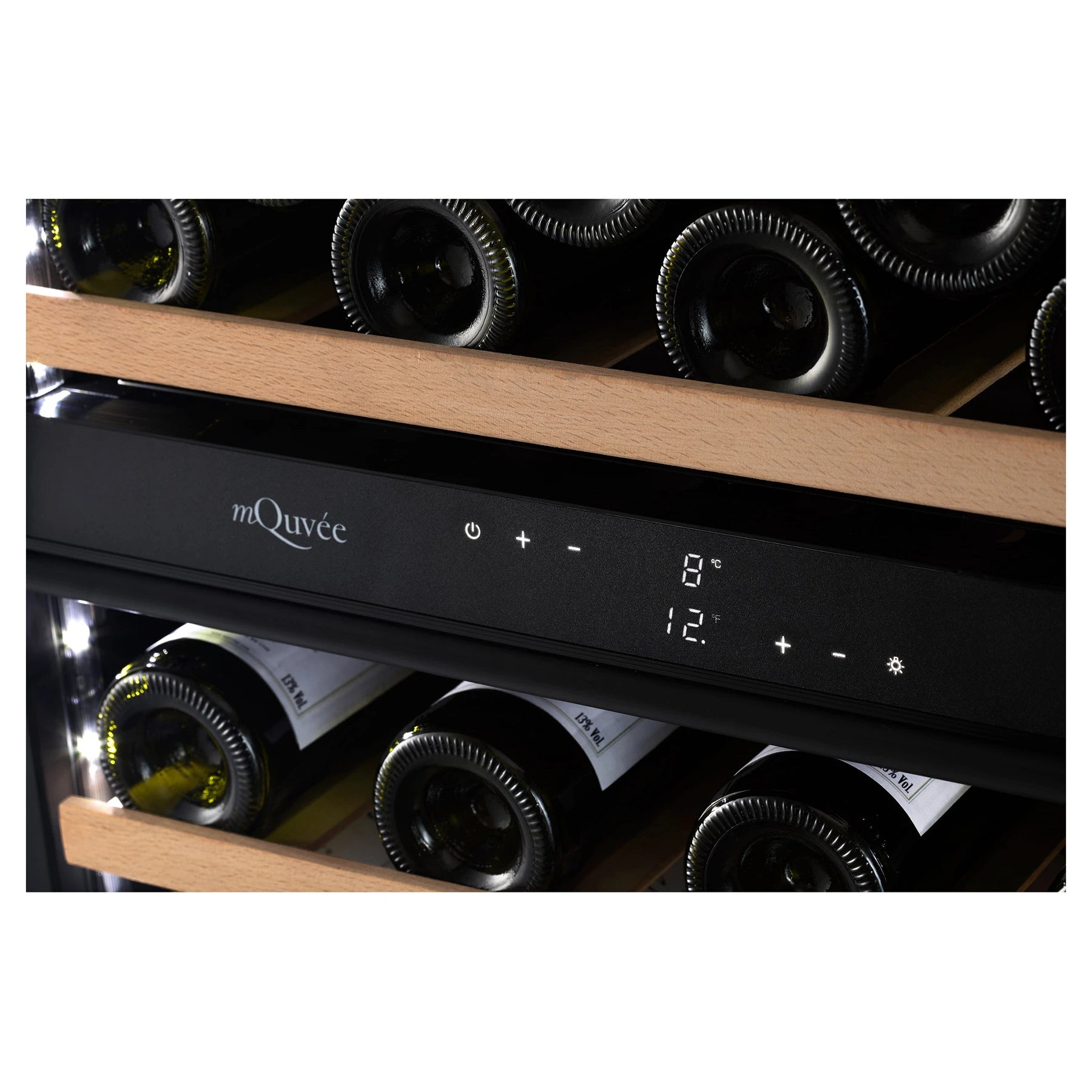 Capacidad interior de la vinoteca mQuvée WineCave 800 60D Fullglass Black para 53 botellas