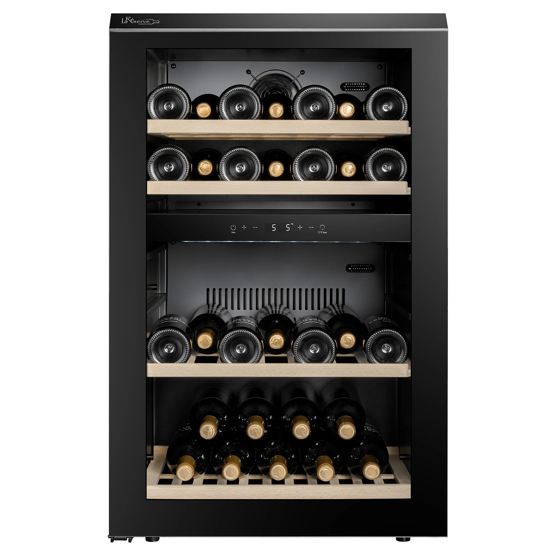 Vinoteca La Réserve RWC254FN1 de libre instalación en acabado negro, vista de producto