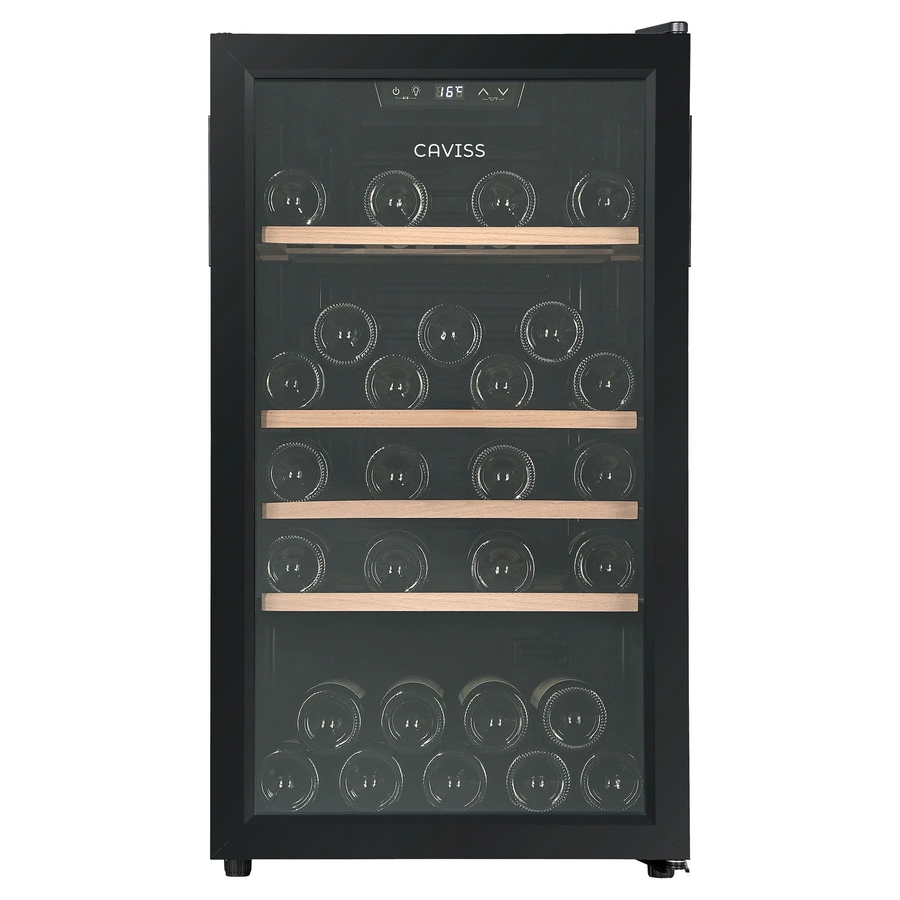 Vinoteca Caviss CT1PL56CB cerrada y llena, vista frontal