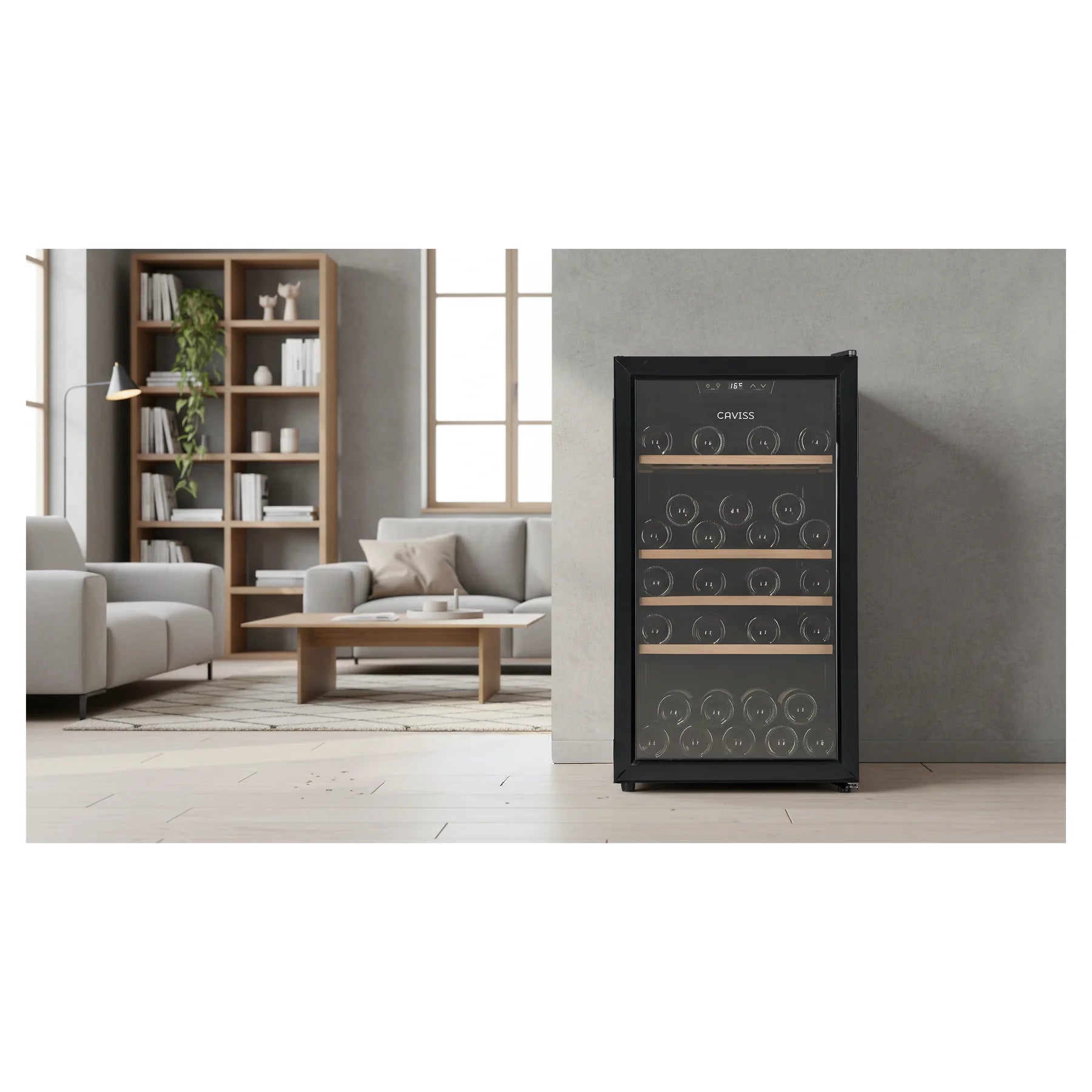 Vinoteca Caviss CT1PL56CB en una sala de estar