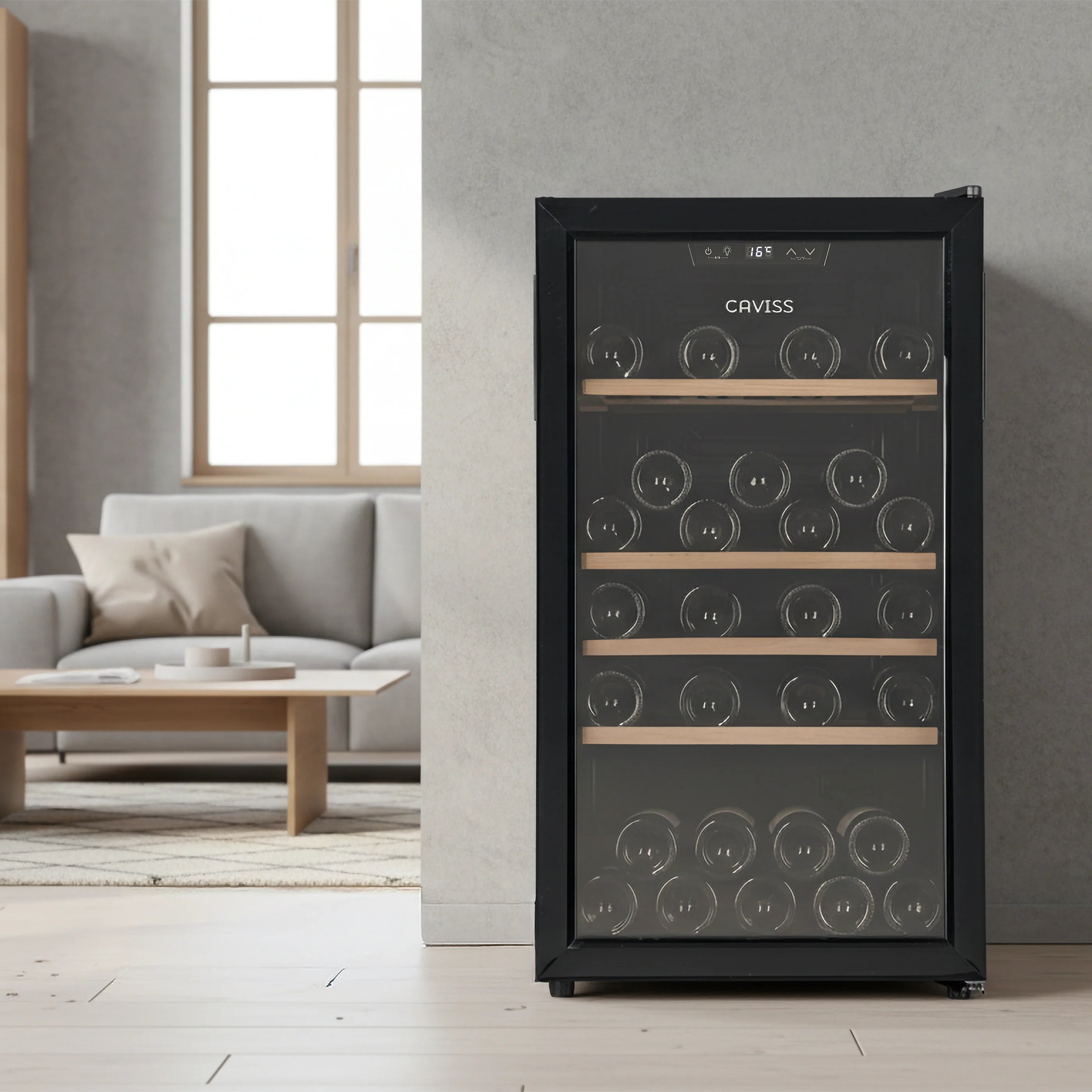 Vinoteca Caviss CT1PL56CB instalada en un salón