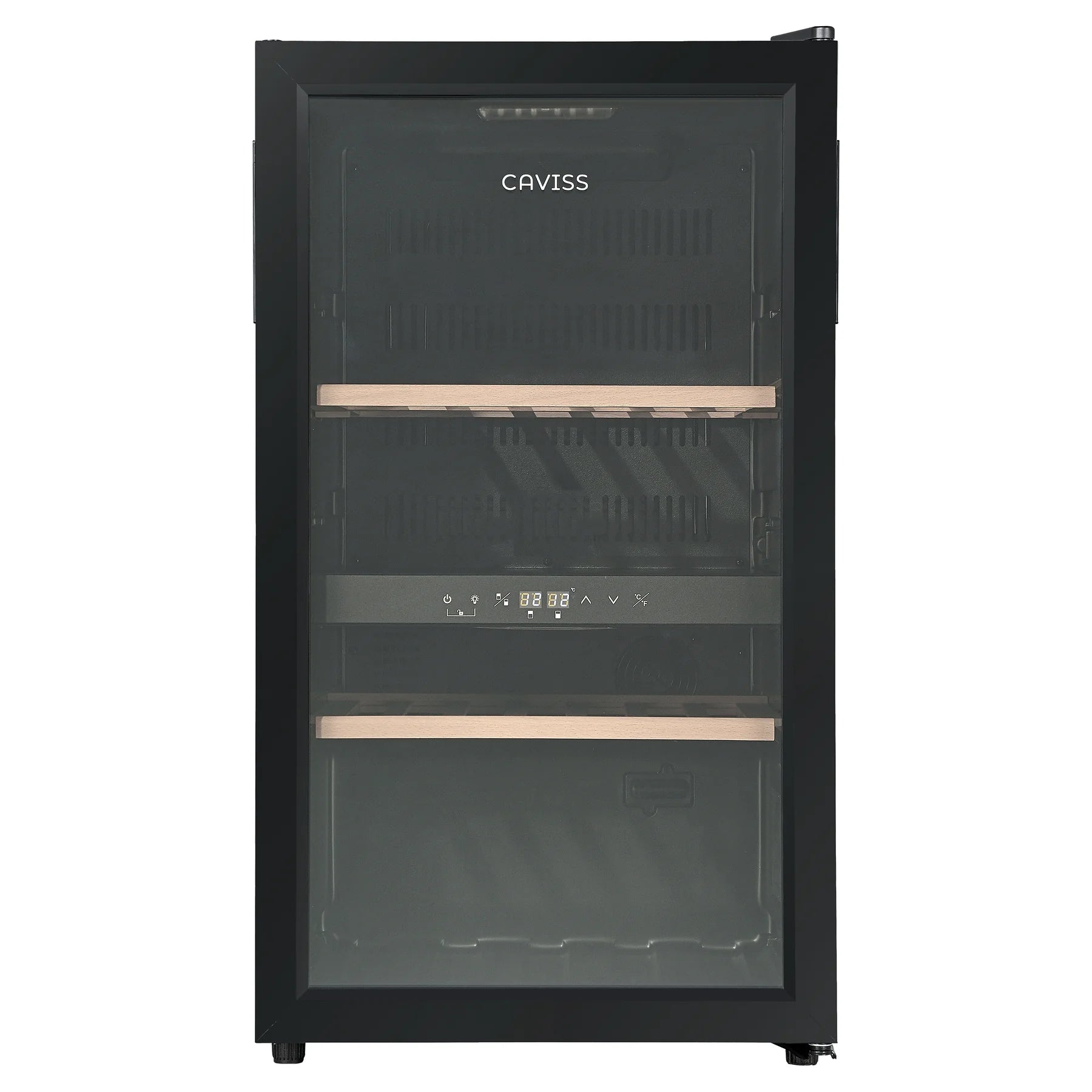 Vinoteca Caviss CT2PL56CB cerrada, vista frontal con la puerta de triple acristalamiento