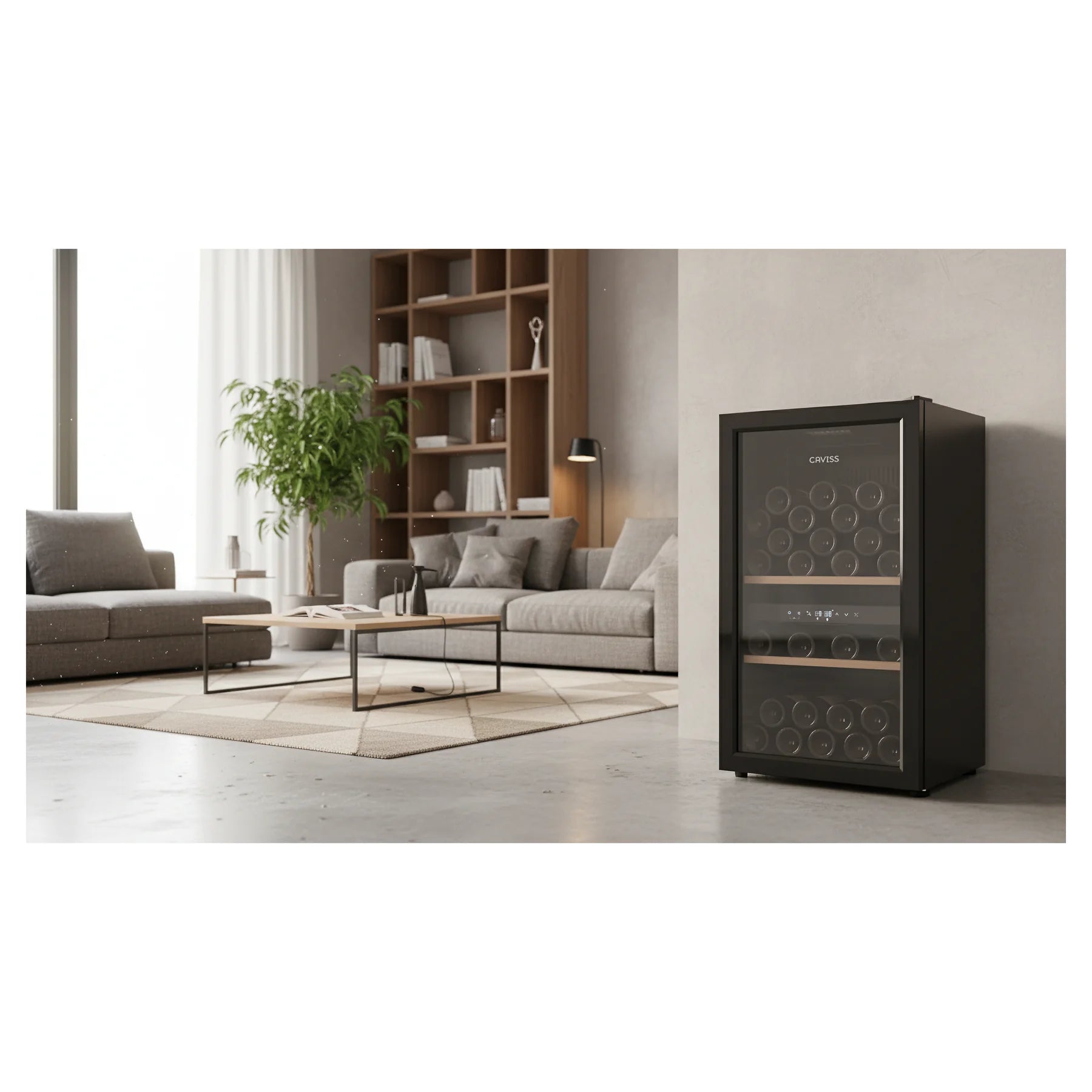Vinoteca Caviss CT2PL56CB en una sala de estar