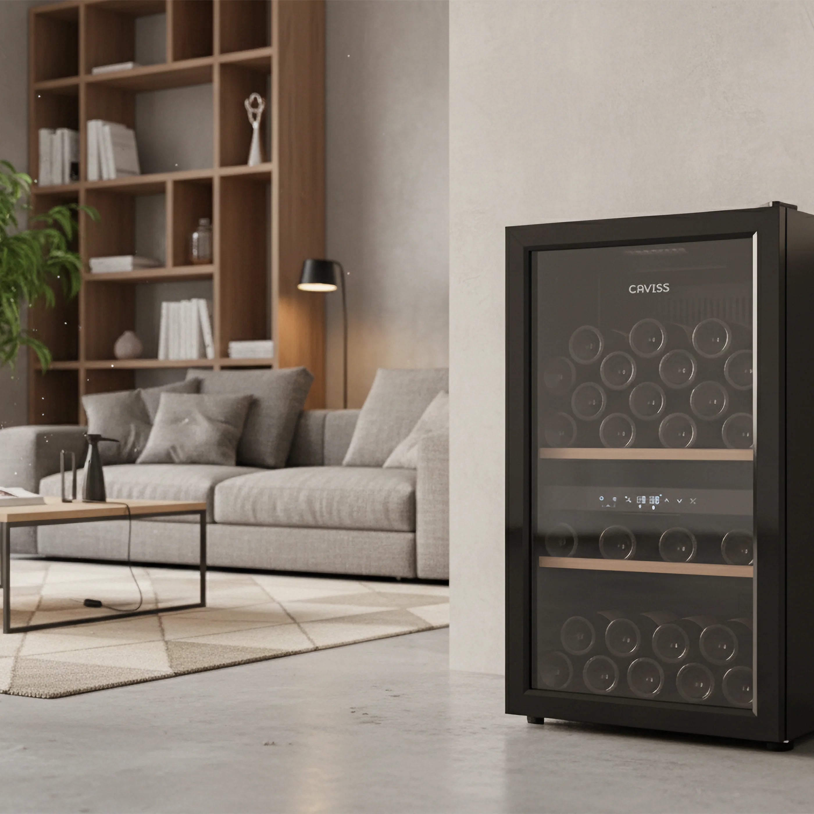Vinoteca Caviss CT2PL56CB instalada en un salón