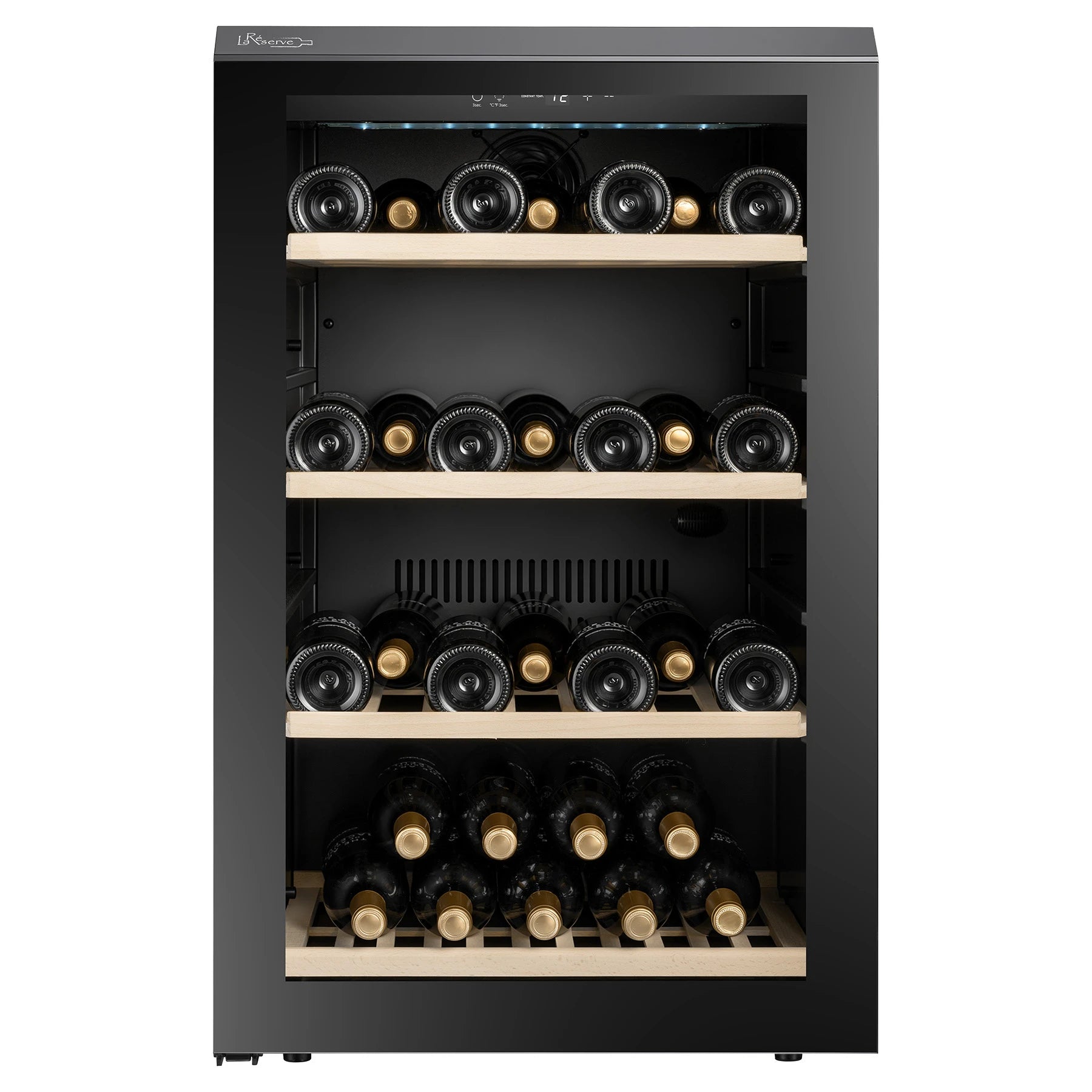 Vinoteca La Réserve RWC159FN1 de libre instalación en acabado negro, vista de producto