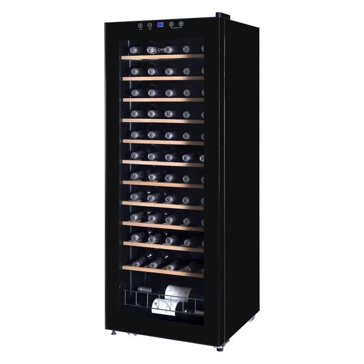 Vinoteca Cave Vinum CV-60-CWS de 60 botellas, vista del equipo con puerta de doble cristal.