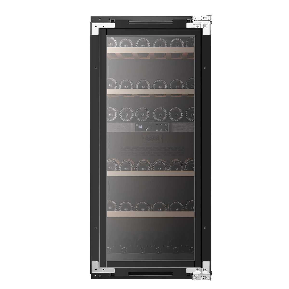 Vinoteca encastrable doble zona 65 botellas Cavanova CV065KT-2T vista central con marco panelable