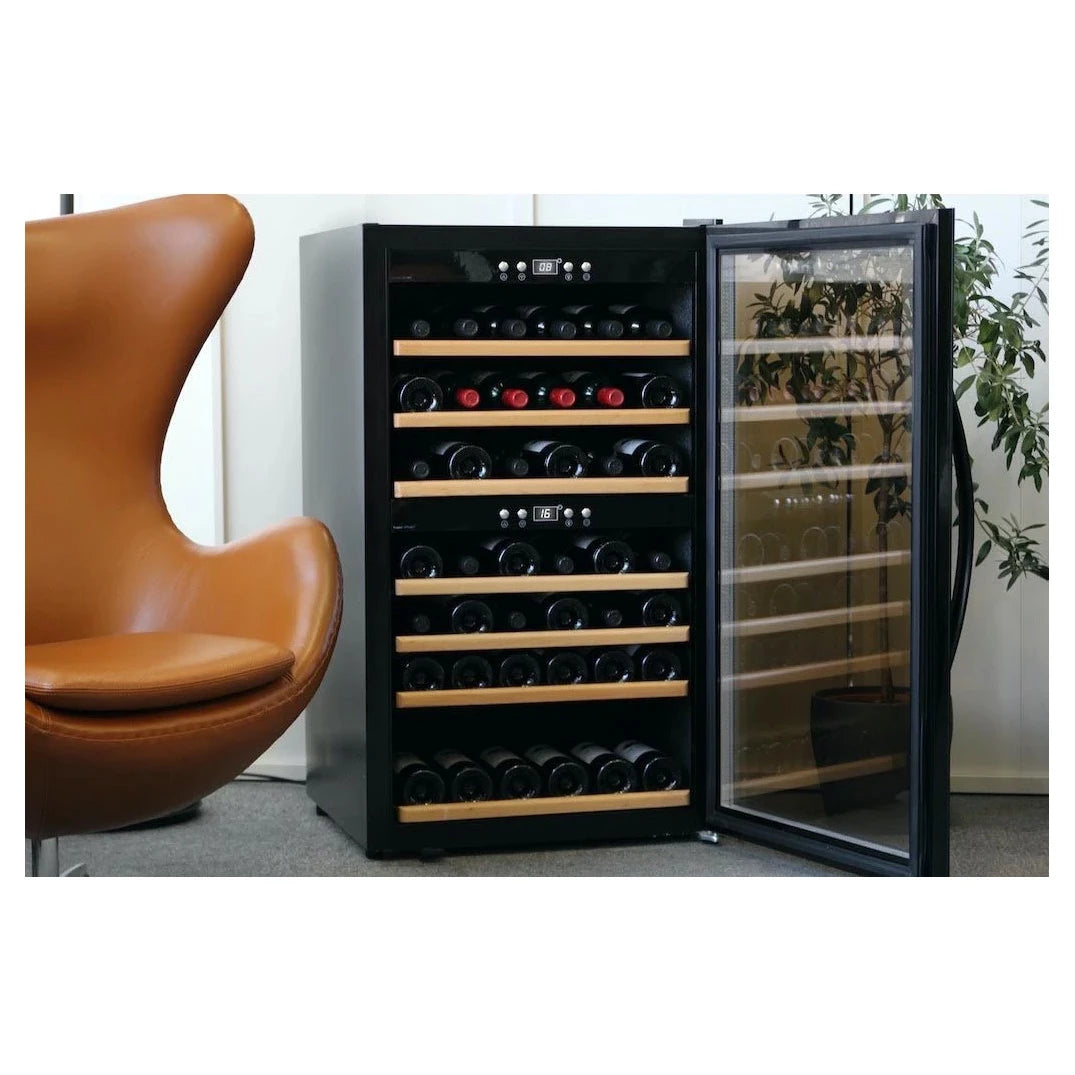 Wine Cooler 66 bottles mQuvée WineExpert 66 Fullglass Black Dual-zone