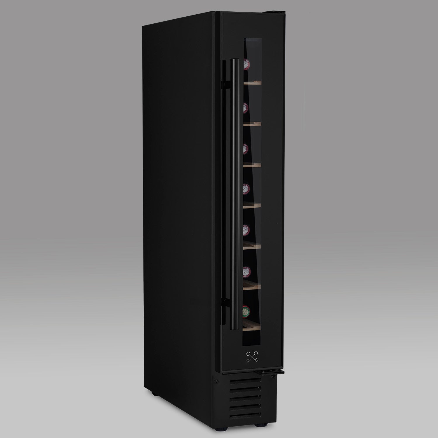 Vinoteca 7 botellas Les Petits Champs CAVSEB7 Black vista lateral con puerta cerrada