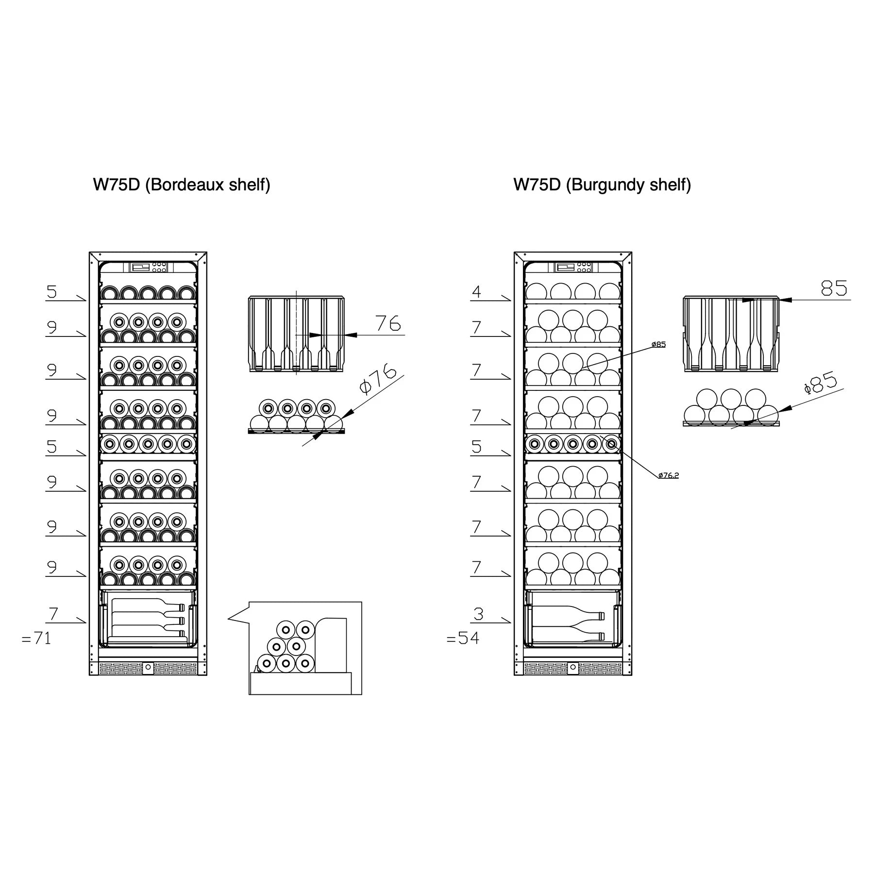 Wine Cooler 71 bottles ClimaVin Noir134 Dual-zone
