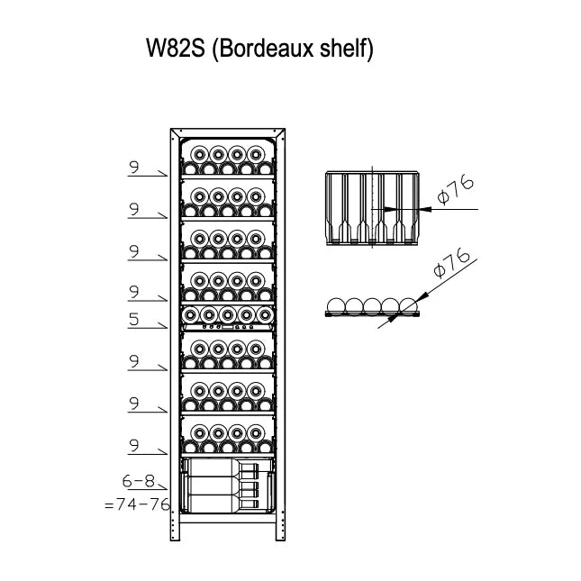 Vinoteca 74 botellas CELLA W82S Black