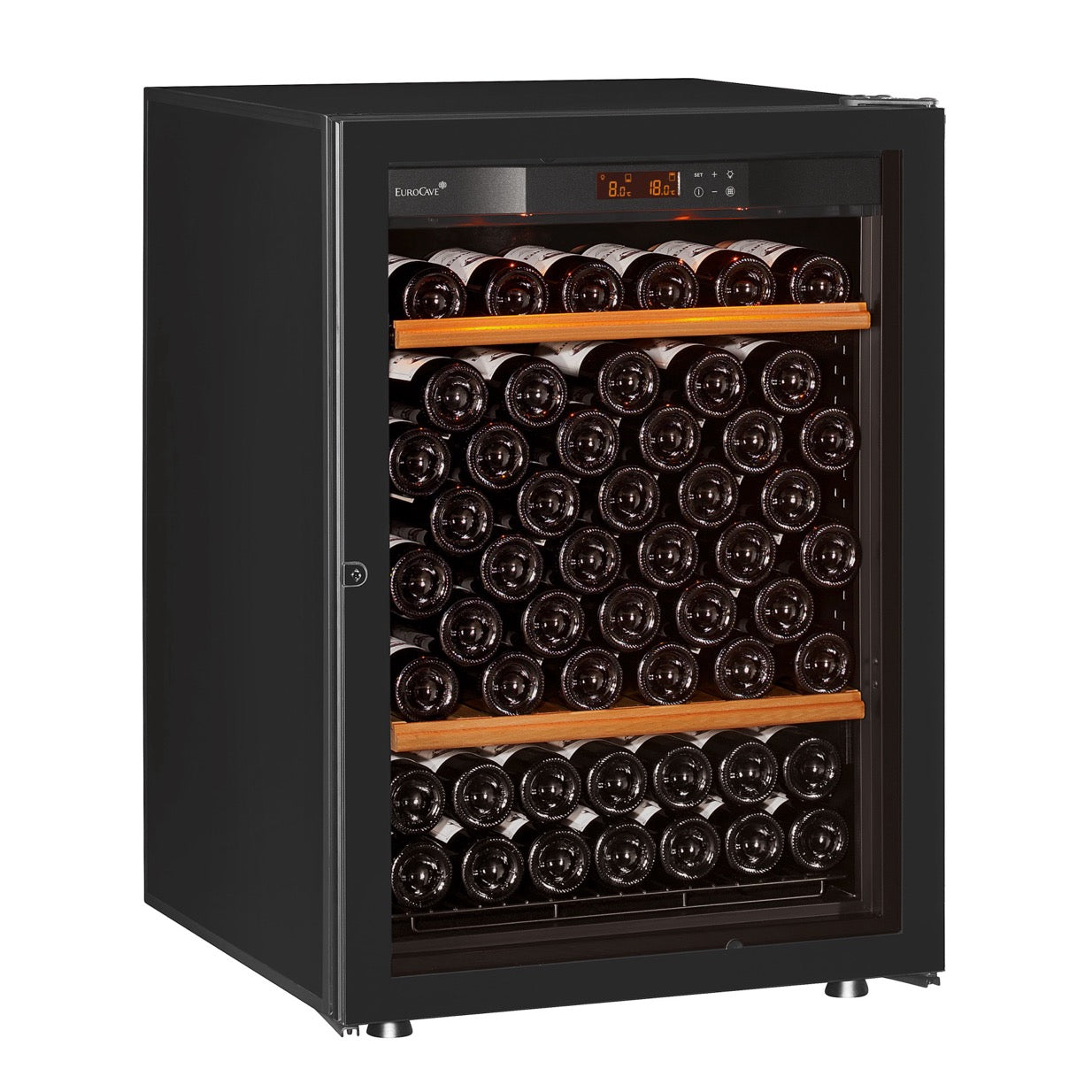 Vinoteca 74 botellas EuroCave Pure SFG5 Multitemperatura Full Glass llena