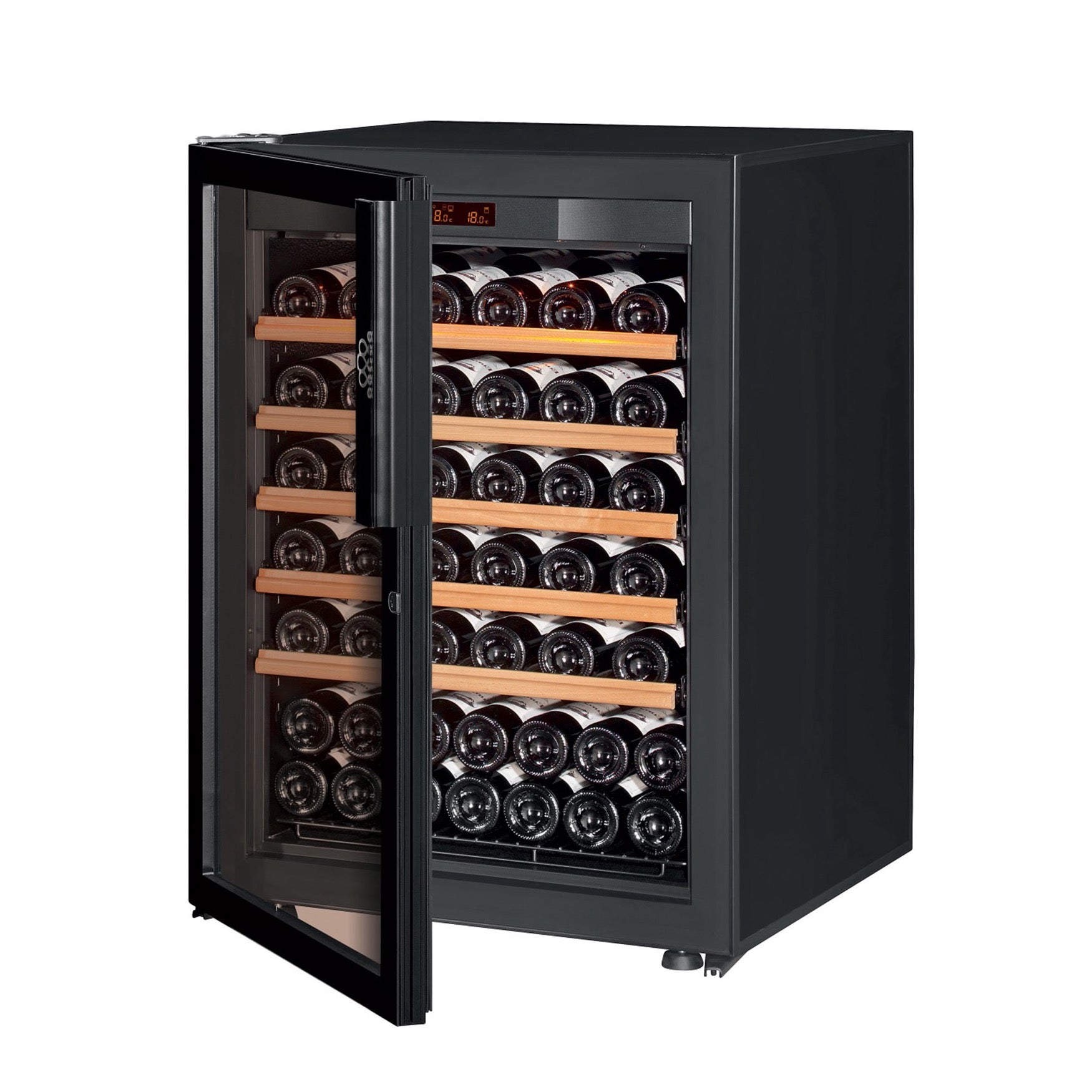Vinoteca 74 botellas EuroCave Pure SFG5 Multitemperatura Full Glass semiabierta