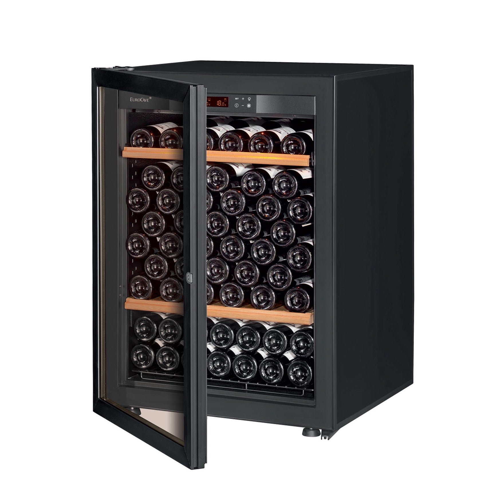 Vinoteca 74 botellas EuroCave Pure SV5 Multitemperatura Glass semiabierta