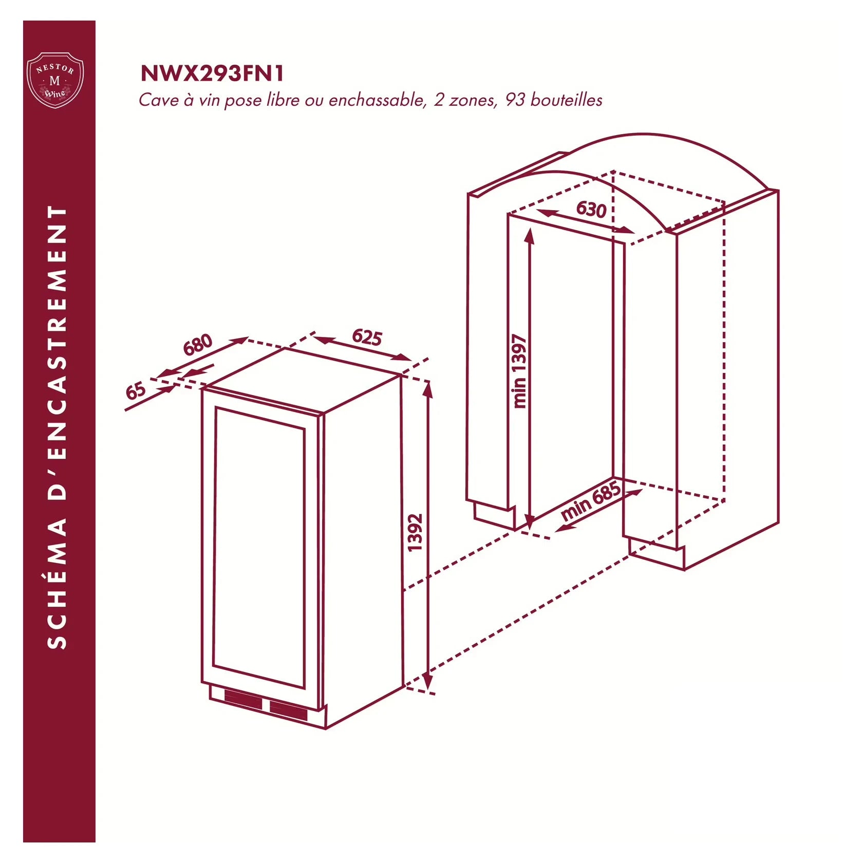 Vinoteca 93 botellas Nestor M Wine NWX293FN1