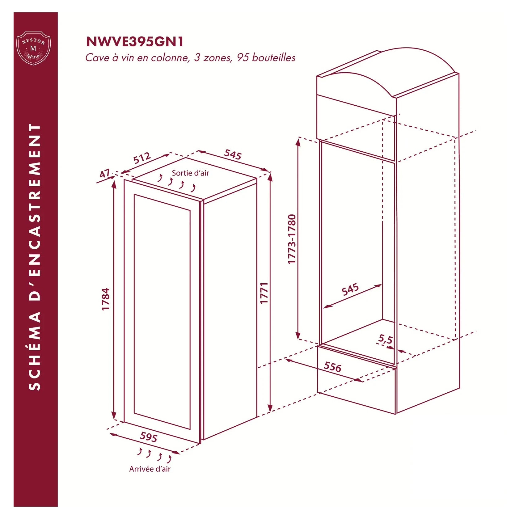 Vinoteca 95 botellas Nestor M Wine NWVE395GN1